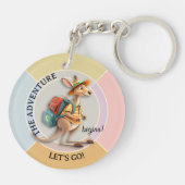 Cute Kangaroo Traveler The Adventure Begins Schlüsselanhänger (Rückseite)