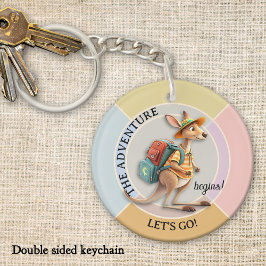 Cute Kangaroo Traveler The Adventure Begins Schlüsselanhänger