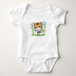 Cute Karate Tiger Kids Design Baby Strampler