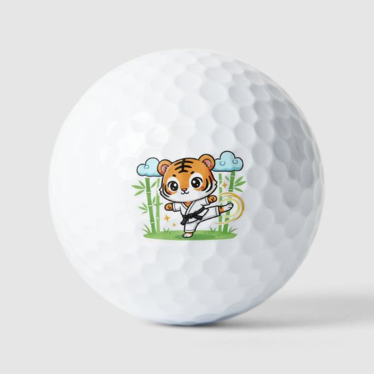 Cute Karate Tiger Kids Design Golfball (Vorderseite)