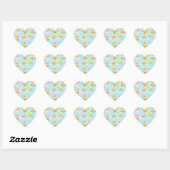 Cute Kawaii Animal Bath Time Pattern | Blue Pastel Herz-Aufkleber (Blatt)