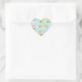 Cute Kawaii Animal Bath Time Pattern | Blue Pastel Herz-Aufkleber (Tasche)