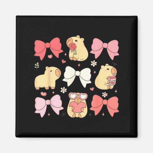 Cute Kawaii Animals And Nk Coquette Bows Aesthetic Magnet (Vorne)