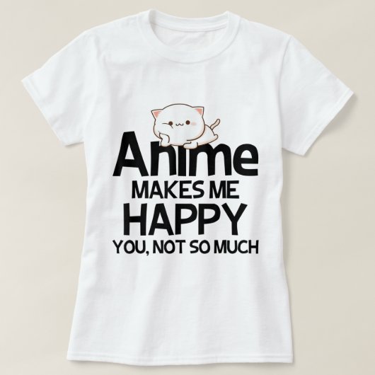 Cute Kawaii Anime Cat Joke Design T-Shirt (Design vorne)