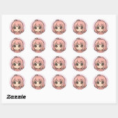 Cute Kawaii Anime Girl Face Sticker (Blatt)