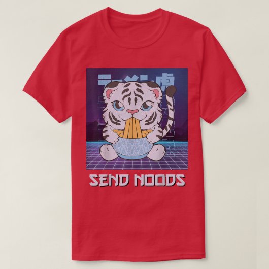 Cute Kawaii Anime WhiteTiger Ramen SendNoods Retro T-Shirt (Design vorne)
