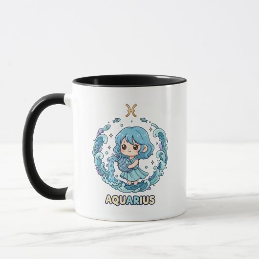 Cute Kawaii Aquarius Zodiac Sign Tasse (Links)