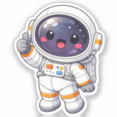 Cute Kawaii Astronaut Thumbs Up Vinyl Sticker (Vorderseite)
