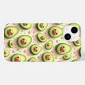 Cute Kawaii Avocado and Pink Hearts Pattern Sweet  Case-Mate iPhone Hülle (Rückseite (Horizontal))