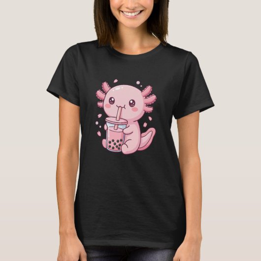Cute Kawaii Axolotl Bubble Tea Funny Boba Tea Axol T-Shirt (Vorderseite)