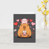 Cute Kawaii Axolotl Capybara Bubble Tea Boys Girls Karte (Gelbe Blume)