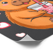 Cute Kawaii Axolotl Capybara Bubble Tea Boys Girls Poster (Ecke)