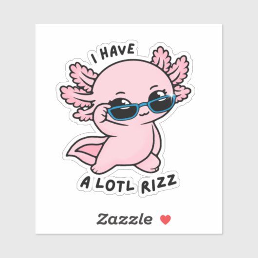 Cute Kawaii Axolotl Lotl Rizz Funny Pun Sticker (Blatt)