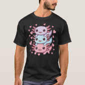 Cute Kawaii Axolotl Stack with Hearts T-Shirt (Vorderseite)