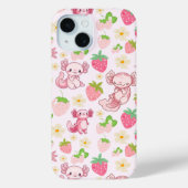 Cute Kawaii Axolotl & Strawberry Seamless Pattern Case-Mate iPhone Hülle (Rückseite)