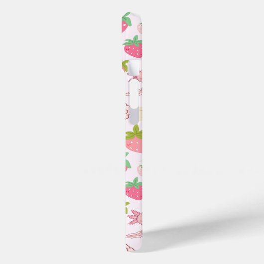 Cute Kawaii Axolotl & Strawberry Seamless Pattern Case-Mate iPhone Hülle (Rückseite / Links)