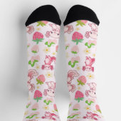 Cute Kawaii Axolotl & Strawberry Seamless Pattern Socken (Oben)