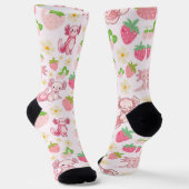 Cute Kawaii Axolotl & Strawberry Seamless Pattern Socken (Gewinkelt)