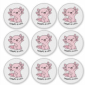 Cute Kawaii Axolotl Thank You Sticker Sheet  (Vorderseite)