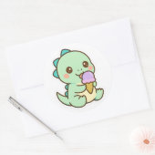 Cute Kawaii Baby Dinosaur Eating Ice Cream Sticker (Umschlag)