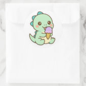 Cute Kawaii Baby Dinosaur Eating Ice Cream Sticker (Tasche)