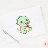 Cute Kawaii Baby Dinosaur with Flower Sticker (Umschlag)