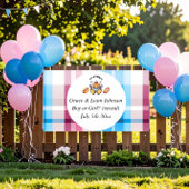 Cute Kawaii Baby-Q Gender Reveal Party Banner