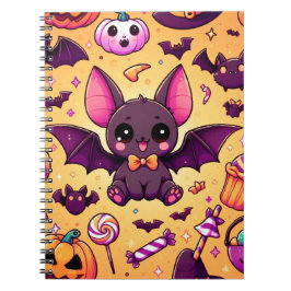 Cute kawaii bat candy halloween notizblock