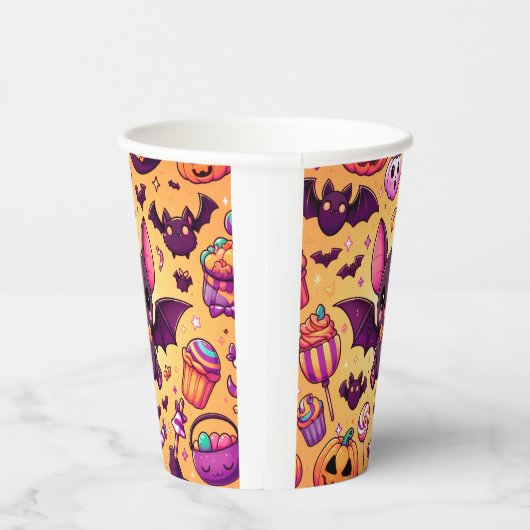 Cute kawaii bat candy halloween pappbecher (Rechts)