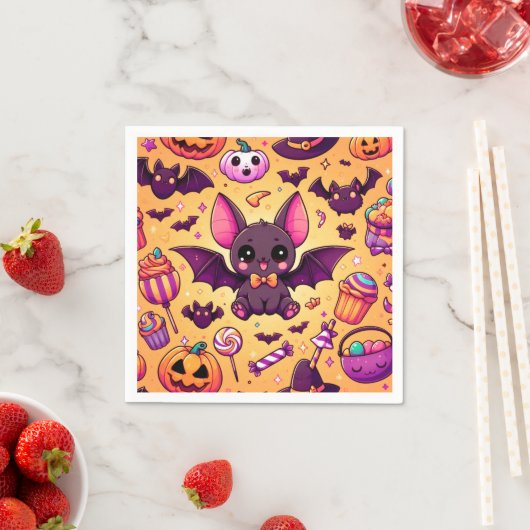 Cute kawaii bat candy halloween serviette (Beispiel)