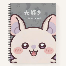 Cute Kawaii Bat Notebook - "Daisuki" (I Love You)  Notizblock