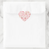 Cute Kawaii Bear Cherry Pattern | Pink Pastel Herz-Aufkleber (Tasche)