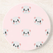 Cute Kawaii Bear Face Pattern on Pastel Pink Getränkeuntersetzer (Vorne)