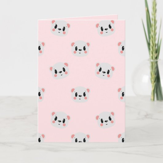 Cute Kawaii Bear Face Pattern on Pastel Pink Karte (Vorderseite)