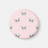 Cute Kawaii Bear Face Pattern on Pastel Pink Magnet (Vorne)