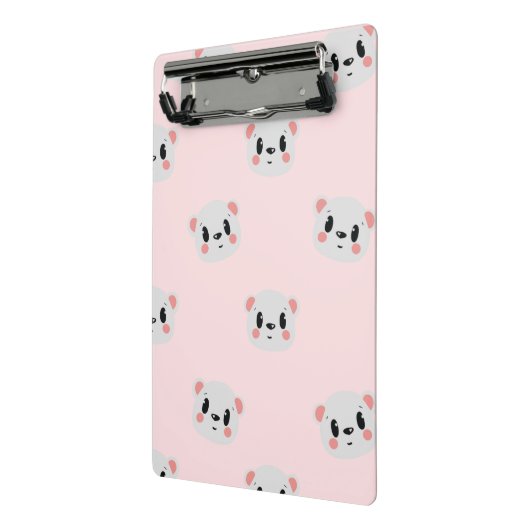 Cute Kawaii Bear Face Pattern on Pastel Pink Mini Klemmbrett (Gewinkelt2)