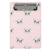 Cute Kawaii Bear Face Pattern on Pastel Pink Mini Klemmbrett (Vorderseite)
