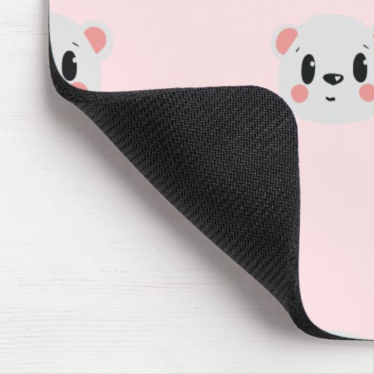 Cute Kawaii Bear Face Pattern on Pastel Pink Mousepad (Ecke)