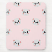 Cute Kawaii Bear Face Pattern on Pastel Pink Mousepad (Vorne)