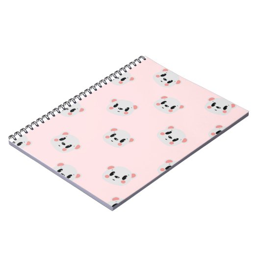 Cute Kawaii Bear Face Pattern on Pastel Pink Notizblock (Linke Seite)