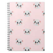 Cute Kawaii Bear Face Pattern on Pastel Pink Notizblock (Vorderseite)