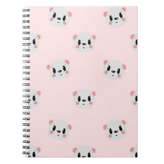 Cute Kawaii Bear Face Pattern on Pastel Pink Notizblock