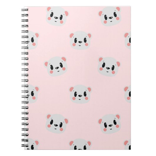 Cute Kawaii Bear Face Pattern on Pastel Pink Notizblock (Vorderseite)