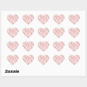 Cute Kawaii Bear Strawberry Tea Pattern | Pink  Herz-Aufkleber (Blatt)