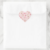 Cute Kawaii Bear Strawberry Tea Pattern | Pink  Herz-Aufkleber (Tasche)