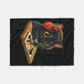 Cute Kawaii Black Cat Funny Sushi Retro Japanese C Fleecedecke (Vorderseite (Horizontal))
