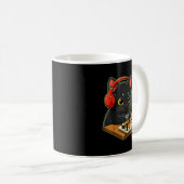 Cute Kawaii Black Cat Funny Sushi Retro Japanese C Kaffeetasse (VorderseiteRechts)