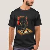 Cute Kawaii Black Cat Funny Sushi Retro Japanese C T-Shirt (Vorderseite)