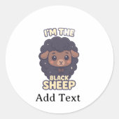Cute Kawaii Black Sheep Funny Outcast Quote Runder Aufkleber (Vorderseite)