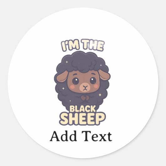 Cute Kawaii Black Sheep Funny Outcast Quote Runder Aufkleber (Vorderseite)
